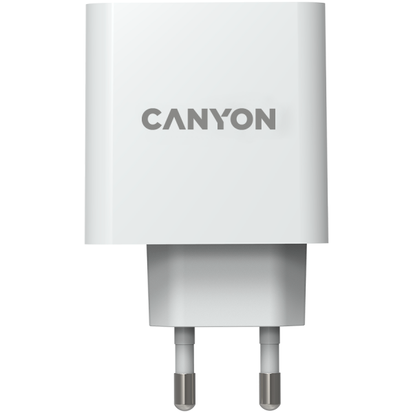 CANYON H-65, GAN 65W charger  Input:  100V-240V Output: 5.0V3.0A /9.0V3.0A /12.0V-3.0A/ 15.0V-3.0A /20.0V3.25A , Eu plug, Over- Voltage ,  over-heated, over-current and short circuit protection Compliant with CE RoHs,ERP. Size: 53*53*29mm, 110g, White