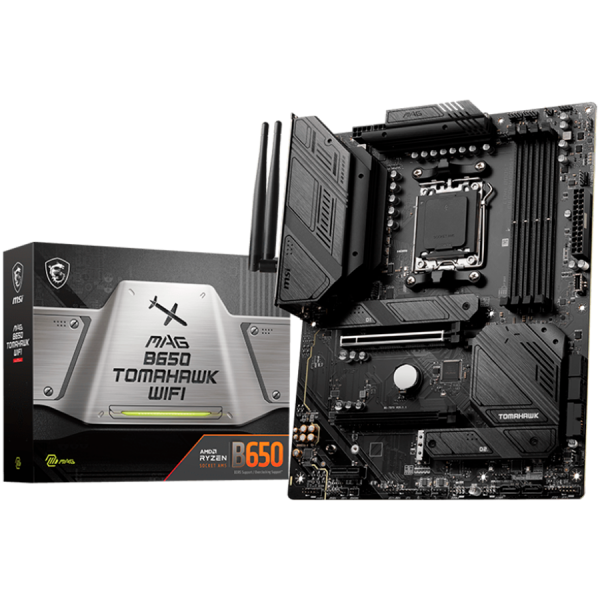 MSI Mainboard Desktop MAG B650 TOMAHAWK WIFI (AM5, 4x DDR5 max. 128GB, 1x PCI-E 4.0 x16x16, 1x PCI-E x1, 3x M.2 4.0, 6x SATA, 2x USB 2.0, 4x USB 3.2 Gen1, 3x USB 3.2 Gen2, 1x USB Type-C 3.2 Gen2, 1x HDMI, 1x DP, RTL8125B 2.5Gbps LAN, Wi-Fi 6E, ATX)