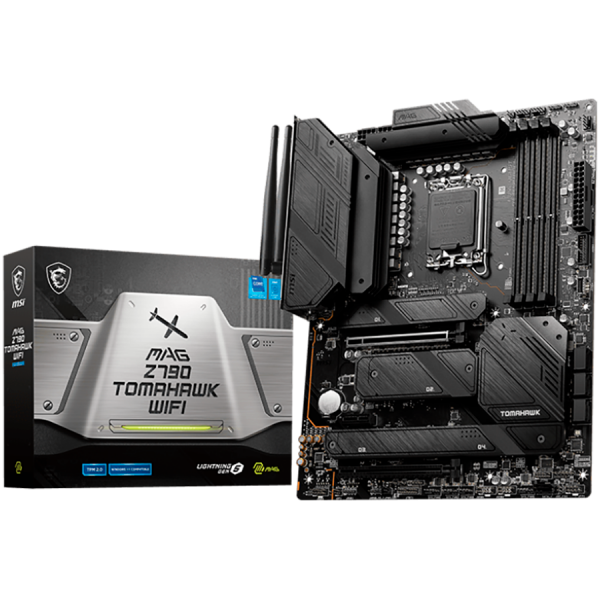 MSI Mainboard Desktop MAG Z790 TOMAHAWK WIFI (LGA 1700, 4x DDR5 max. 128GB, 2x PCI-E x16x16, 1x PCI-E x1, 4x M.2 4.0, 7x SATA, 4x USB 3.2 Gen1, 4x USB 3.2 Gen2 1x USB Type-C 3.2 Gen2, 1x HDMI, 1x DP, 2.5Gbps LAN, Wi-Fi 6E, ATX, Retail)