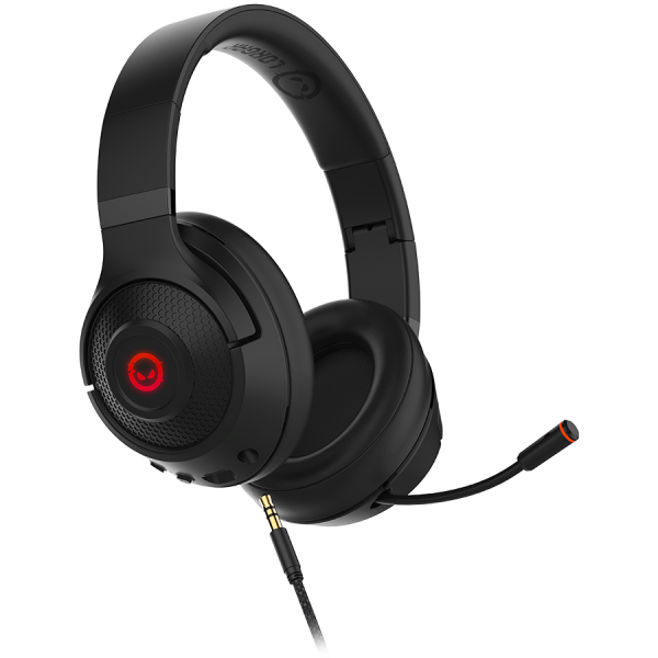 Lorgar Noah 501, gaming bluetooth headset with microphone, BT 5.3 JL7006, battery 1000mAh, type-C charging cable 0.8m, audio cable 1.5m, size:195*185*80mm, 0.28kg. Black