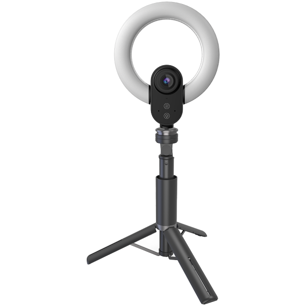 LORGAR Circulus 910, Streaming web camera, 5MP 2592X1944 max resolution, up to 60fps, 1/2.8"", Sony STARVIS CMOS image sensor, full glass lens, 5.5'' built-in ring light (1700-14 000K), foldable tripod, auto focus, dual microphones with AI noise reduction, USB Type C, size: 470*133*115mm, 0.525kg, black+white