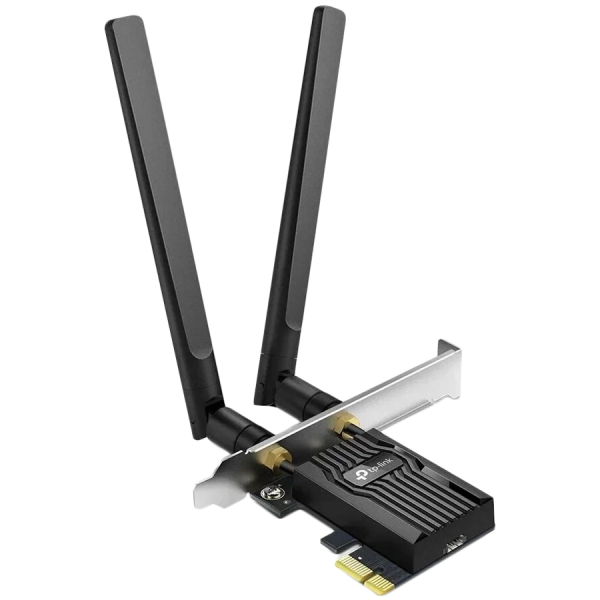 AX3000 Dual Band Wi-Fi 6 Bluetooth PCI Express AdapterSPEED: 2402 Mbps at 5 GHz + 574 Mbps at 2.4 GHzSPEC: 2× High Gain External AntennasFEATURE: MU-MIMO, OFDMA, 1024 QAM, HE160, WPA3, Bluetooth 5.2
