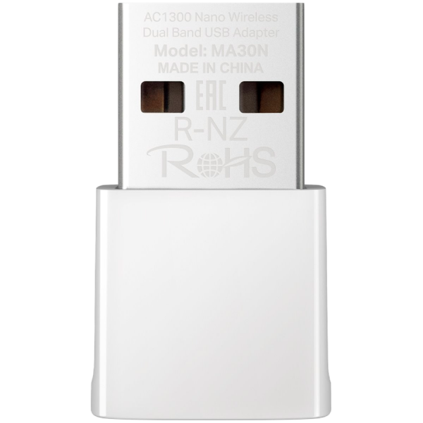 Mercusys MA30N AC1300 Nano Wireless Dual Band USB Adapter, 400 Mbps at 2.4 GHz + 867 Mbps at 5 GHz, Internal Antennas, USB 2.0, Nano Size, MU-MIMO, WPA3