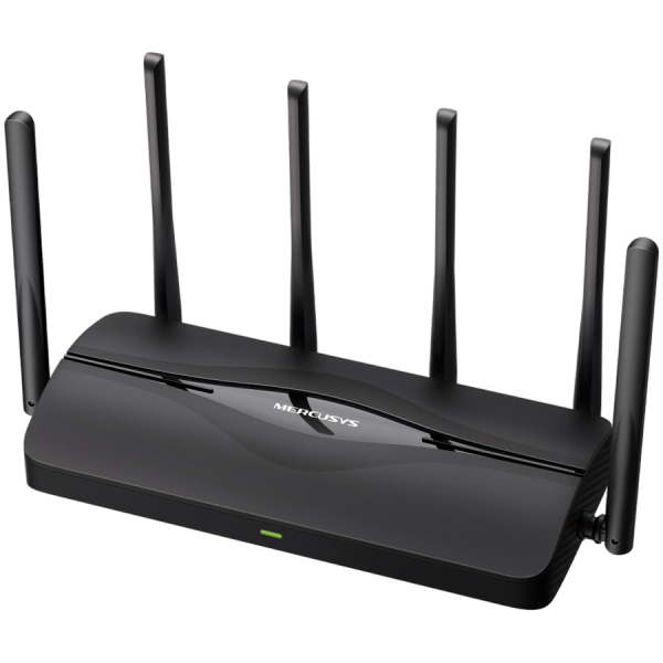 Mercusys MR37BE BE6500 Dual-Band Wi-Fi 7 Router, 688 Mbps at 2.4 GHz + 5760 Mbps at 5 GHz, 6x Ext. Antennas,  1x 2.5 Gbps WAN port + 1x 2.5 Gbps LAN port + 2x Gigabit LAN ports, MLO, 4096-QAM, OFDMA, HE160, Router/Access Point Mode, MU-MIMO
