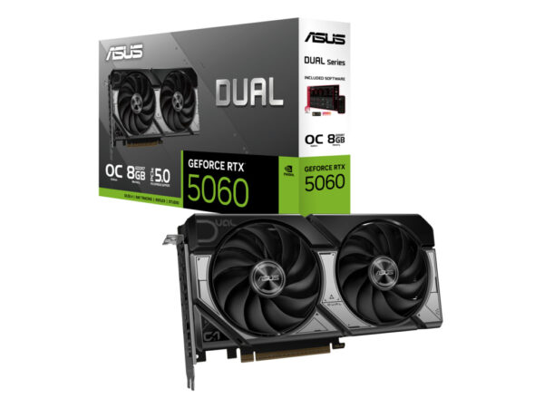 ASUS VGA DUAL-RTX5060-O8G 8GB GDDR7 OC, 128-bit, 3x DP, 1x HDMI