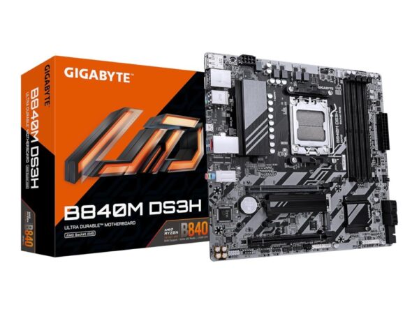 Gigabyte MB B840M DS3H AM5, 4x DDR5, 2x M.2, 4x SATA 1x HDMI, 2x DP, RAID, 14x USB, mATX