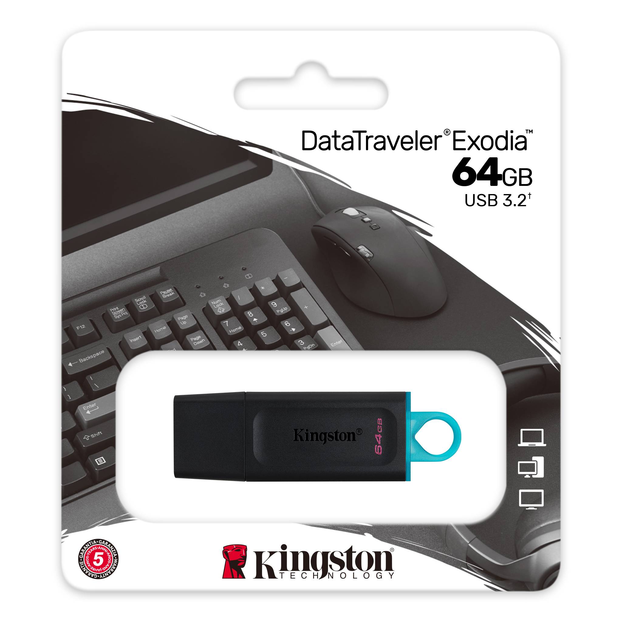 DTX5B5D64GB_201002220219591.jpg Kingston FD 64GB DTX USB3.2DataTraveler Exodia - Image 1