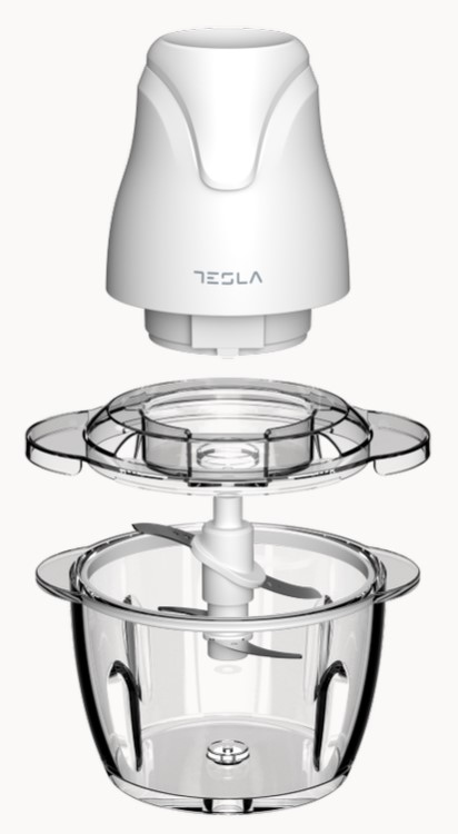 TESLA Sjeckalica FC302WSnaga 400 W; Kapacitet 1 L; 4 inox oštrice na 2 nivoa; staklena pos