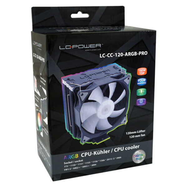 CPU Cooler LC-CC-120-ARGB-PROIntel LGA 775/115x/1366/2011/2011-3/2066;AMD AM2+/AM3/AM3+/AM4