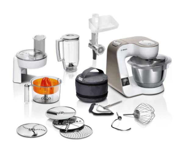 BOSCH kuhinjski aparat MUM 5 BIJELA-ŠAMPANJAC, 1000W,3.9L, 7 Brzina, Integrisana vaga, SL