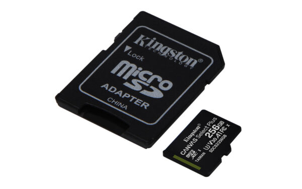 Kingston microSD 256GB Class10Canvas Select PlusSD adapter;100/85MBs,Class 10 UHS-I
