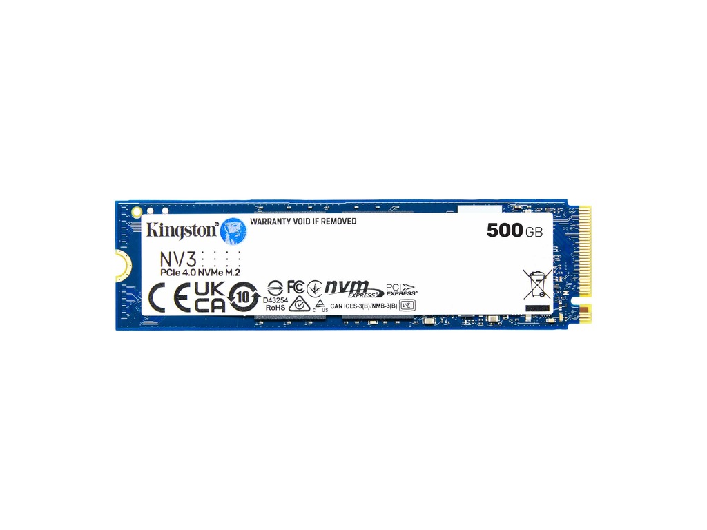 SNV3S500G_240823100828435.jpg Kingston SSD 500GB NV3NVMe PCIe Gen 4.0x4R/W : 5000/3000MB/s - Image 1